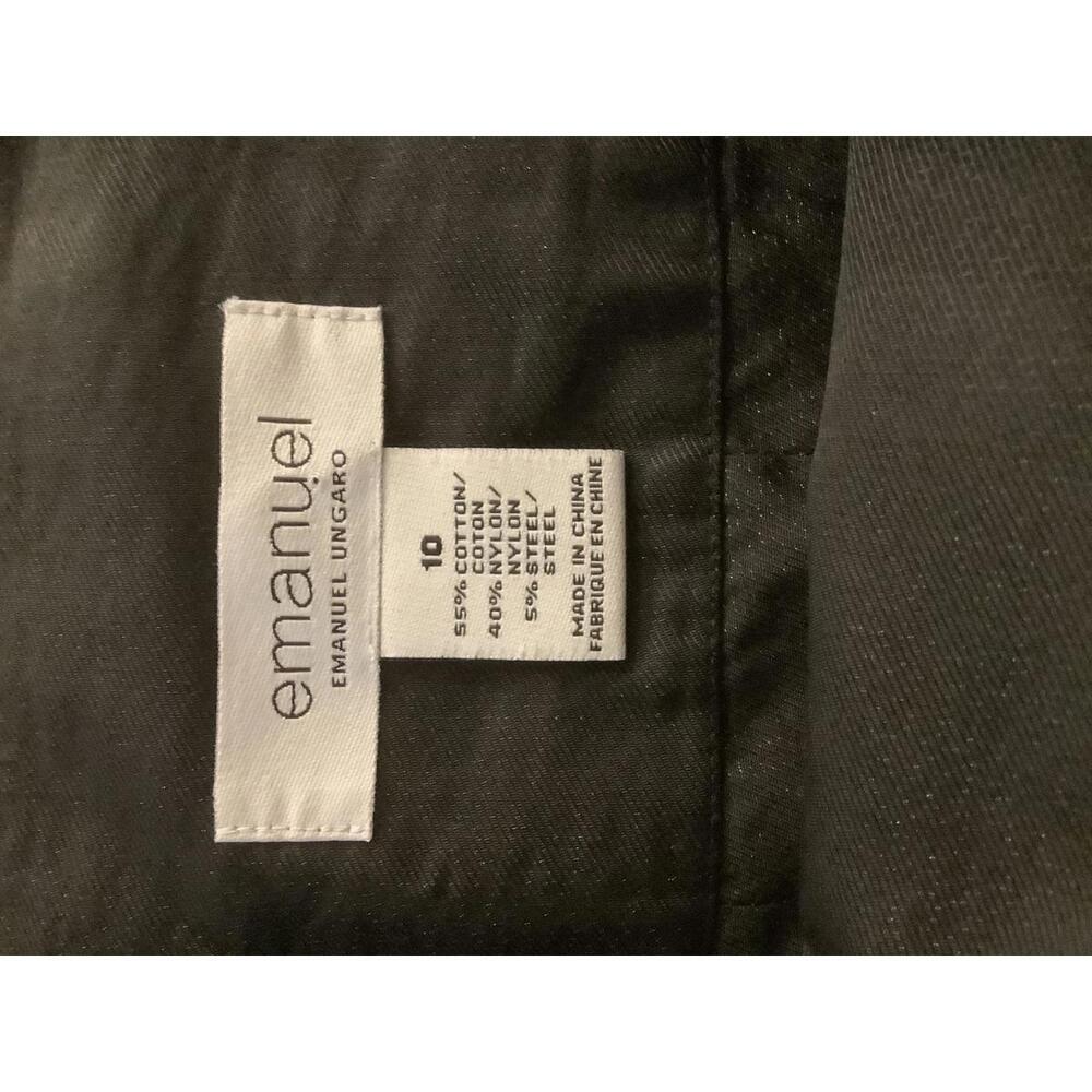 Emanuel Ungaro Black Drop Waist Pleated Skirt Topstitch Hem Below Knee Detail 10 - Picture 6 of 6